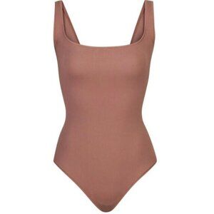 SKIMS Cotton Rib Bodysuit in "Rose Clay" - Size XL